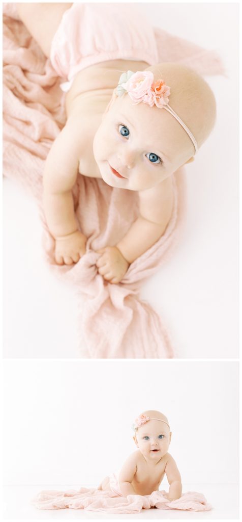 Blue eyed baby girl milestone session with Halleigh Hill Photographer