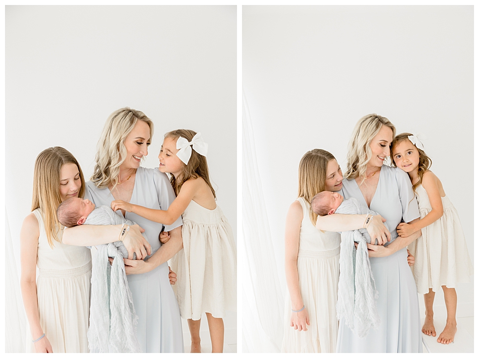 Mother with her three children| Halleigh Hill Photography | Newport Beach Newborn Photographer